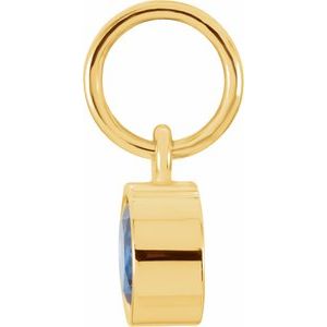 14K Yellow Posh Mommy® Imitation Blue Sapphire Charm