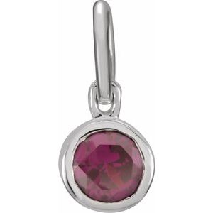 14K White Posh Mommy® Imitation Garnet Charm