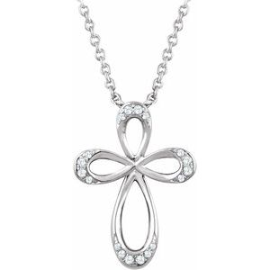 Sterling Silver 1/10 CTW Natural Diamond Cross 18" Necklace