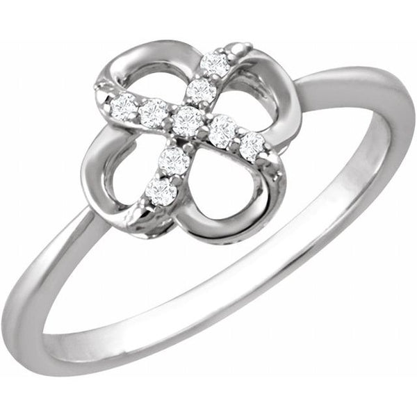 Sterling Silver .08 CTW Natural Diamond Ring