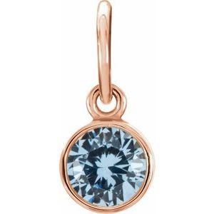 14K Rose Posh Mommy® Imitation Aquamarine Charm