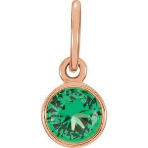 14K Rose Posh Mommy® Imitation Emerald Charm