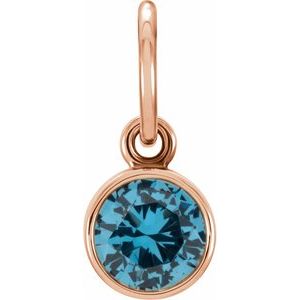 14K Rose Posh Mommy® Imitation Blue Zircon Charm