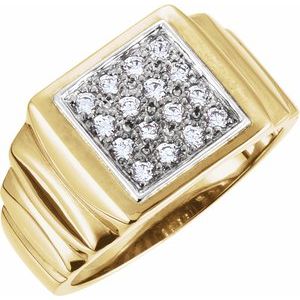 18K Yellow 2 mm Round Cluster Ring