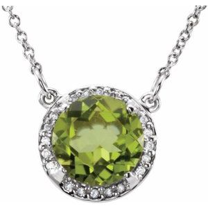 Sterling Silver 6 mm Natural Peridot & .04 CTW Natural Diamond 16" Necklace