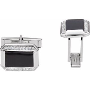 14K White 1/4 CTW Natural Diamond Cuff Links