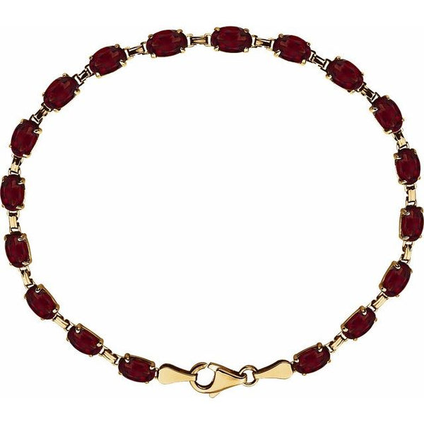 14K Yellow Natural Mozambique Garnet 7.25" Bracelet