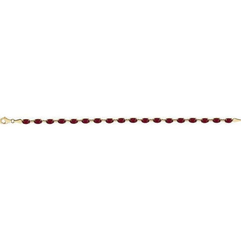 14K Yellow Natural Mozambique Garnet 7.25" Bracelet