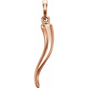 14K Rose Italian Horn Pendant