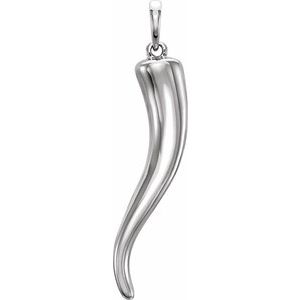 14K White Italian Horn Pendant