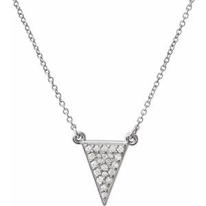 Sterling Silver 1/6 CTW Natural Diamond Triangle 16" Necklace