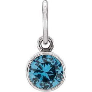 Sterling Silver Posh Mommy® Imitation Blue Zircon Charm