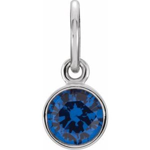 14K White Posh Mommy® Imitation Blue Sapphire Charm