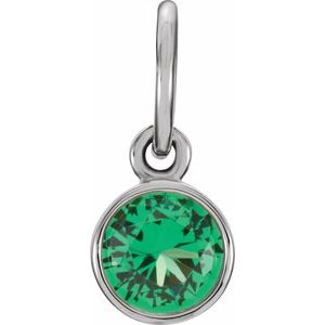 Sterling Silver Posh Mommy® Imitation Emerald Charm