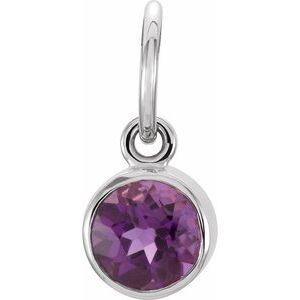 14K White Posh Mommy® Imitation Amethyst Charm