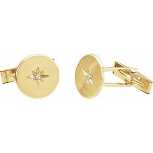 14K Yellow .03 CTW Natural Diamond Star Cuff Links