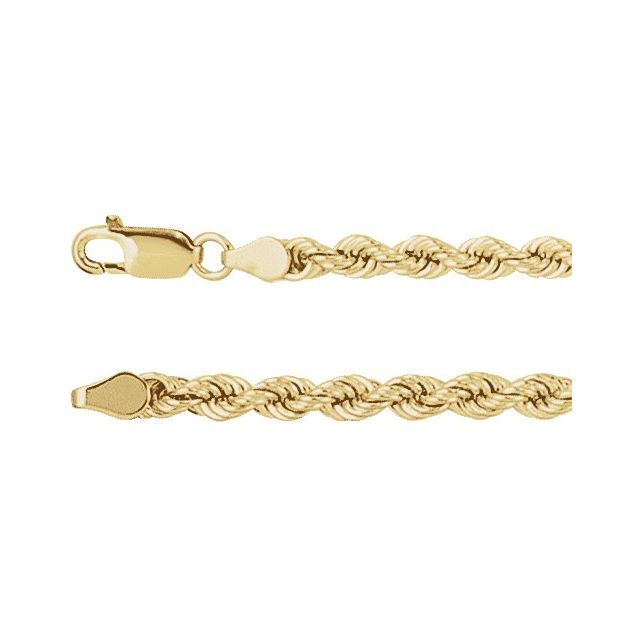 14K Yellow 4mm Rope 18" Chain