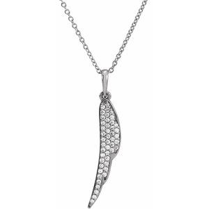 Sterling Silver 1/5 CTW Natural Diamond Feather 16-18" Necklace