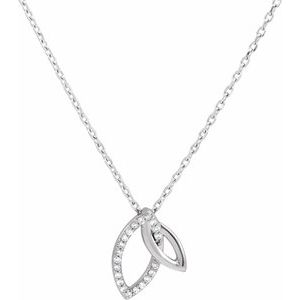 Sterling Silver .05 CTW Diamond Double Leaf 18" Necklace