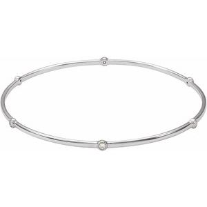 Sterling Silver 1/4 CTW Natural Diamond Bezel-Set Bangle 8" Bracelet