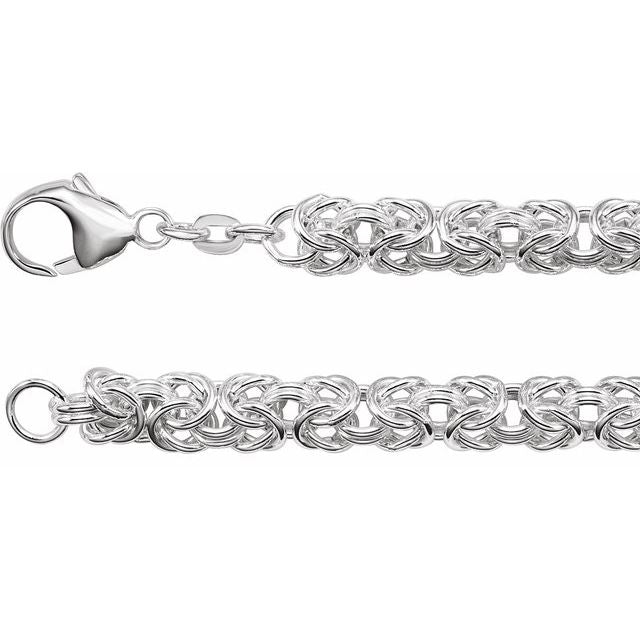 Sterling Silver 6mm Byzantine 16" Chain