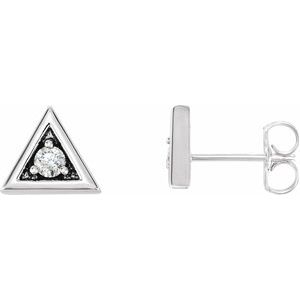 Sterling Silver 1/8 CTW Natural Diamond Geometric Earrings