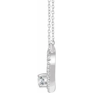 14K White 3/8 CTW Natural Diamond Two-Stone Bar 16-18" Necklace