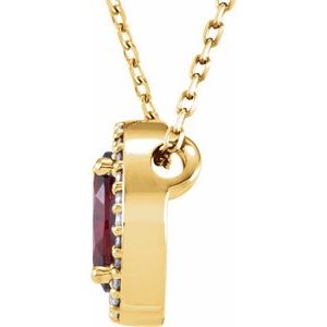 14K Yellow Natural Mozambique Garnet & .05 CTW Natural Diamond 16" Necklace