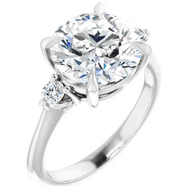 10mm Round Engagement Ring with Side-Stones