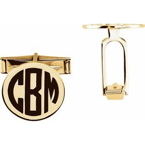 14K Yellow Engravable Cuff Links