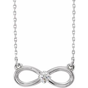 Sterling Silver 1/10 CT Natural Diamond Infinity-Inspired 16-18" Necklace