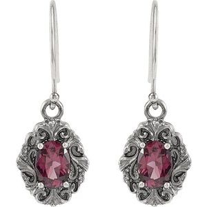 Sterling Silver Natural Rhodolite Garnet Earrings