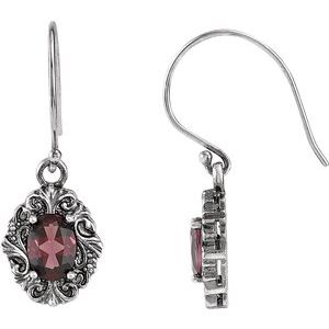 Sterling Silver Natural Rhodolite Garnet Earrings