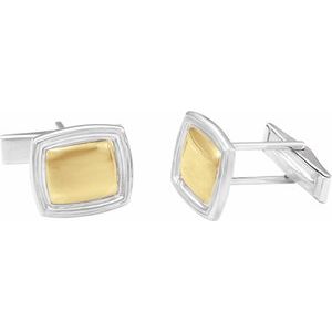 Sterling Silver & 14K Yellow 14x16 mm Square Cuff Links