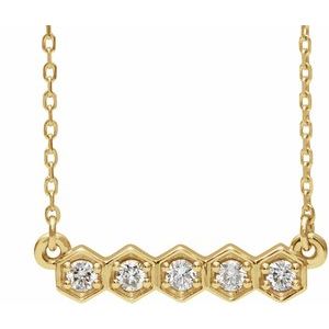 14K Yellow 1/5 CTW Natural Diamond Bar 16-18" Necklace