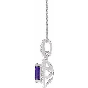 Sterling Silver Natural Amethyst & .01 CTW Natural Diamond 18" Necklace