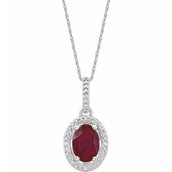 Gemstone & .01 CTW Natural Diamond 18" Necklace