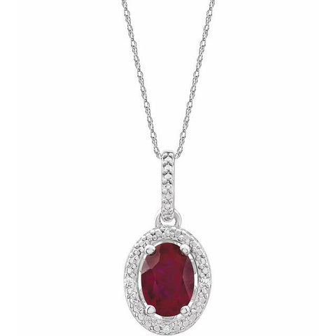 Gemstone & .01 CTW Natural Diamond 18" Necklace