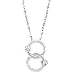 14K White 1/10 CTW Natural Diamond Two-Stone Interlocking Circle 18" Necklace