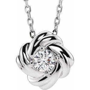 Sterling Silver 1/6 CTW Natural Diamond Knot 16-18" Necklace