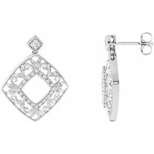 Sterling Silver 1/5 CTW Natural Diamond Filigree Earrings