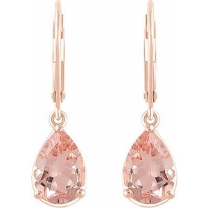 14K Rose Natural Pink Morganite Earrings