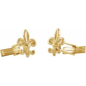 14K Yellow Fleur-de-Lis Cuff Links