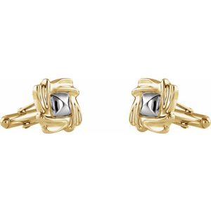 14K Yellow/White Cuff Links