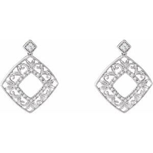 Sterling Silver 1/5 CTW Natural Diamond Filigree Earrings