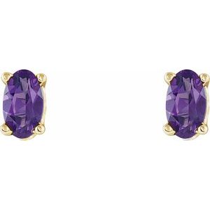 14K Yellow Natural Amethyst Earrings