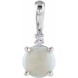 Natural White Opal & .015 CTW Natural Diamond Pendant