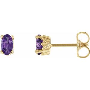 14K Yellow Natural Amethyst Earrings