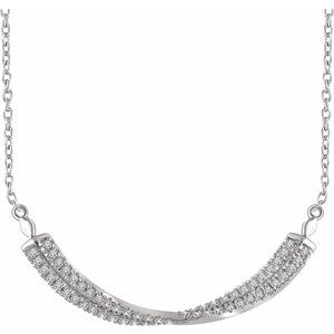 14K White 1/4 CTW Natural Diamond Twisted Bar 16-18" Necklace