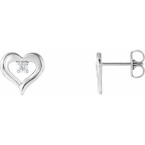 Sterling Silver 1/10 CTW Natural Diamond Heart Earrings